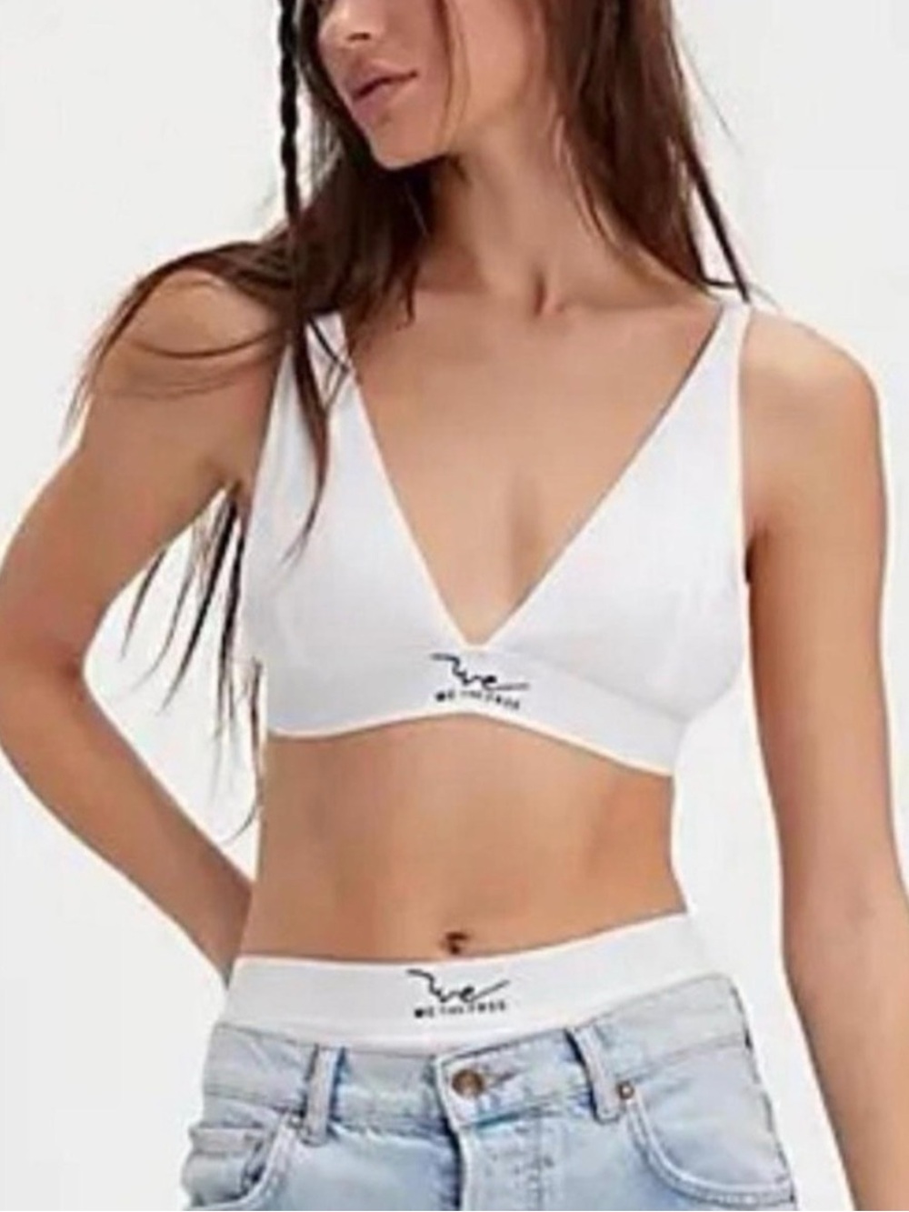 Free People We the Free Triangle Deep V Bralette Ivory Size XL